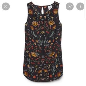 CAbi Black Floral Sleeveless Blouse